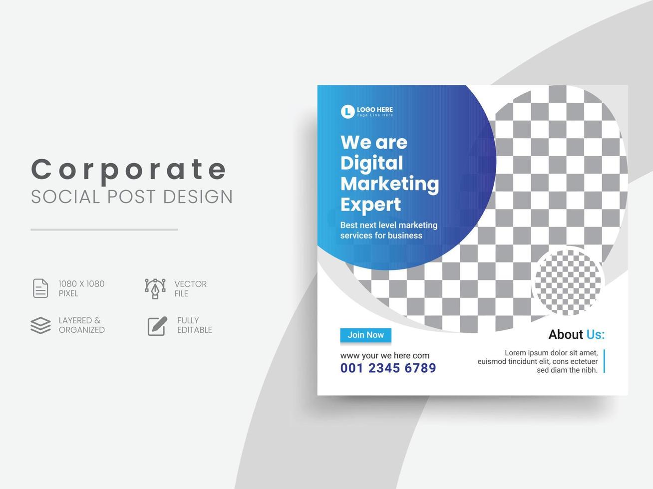 Creative square corporate social media post layout design template. Vol - 01 vector