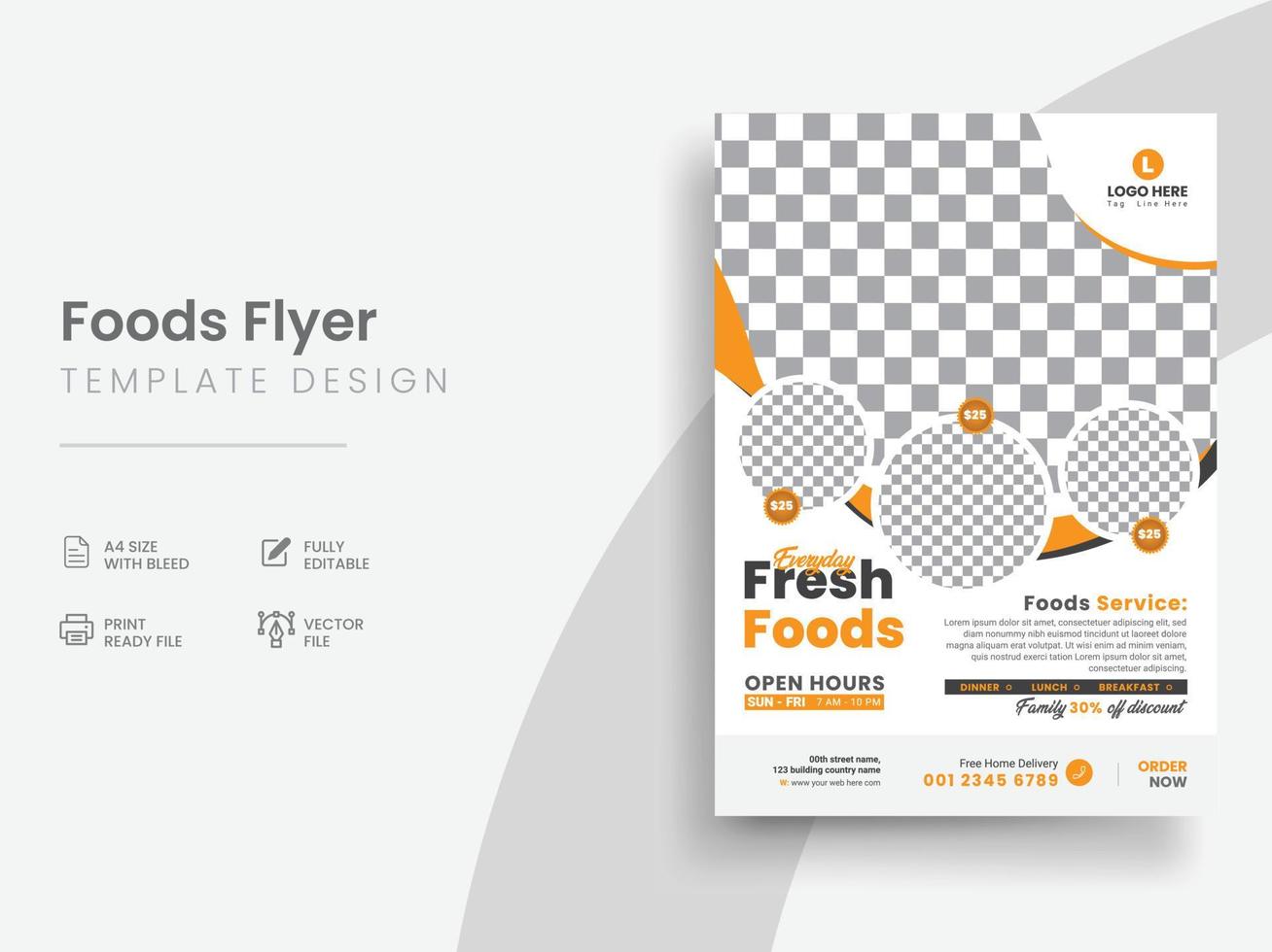 Minimal Creative Corporate Food Business Flyer Design Template. Vol - 04 vector