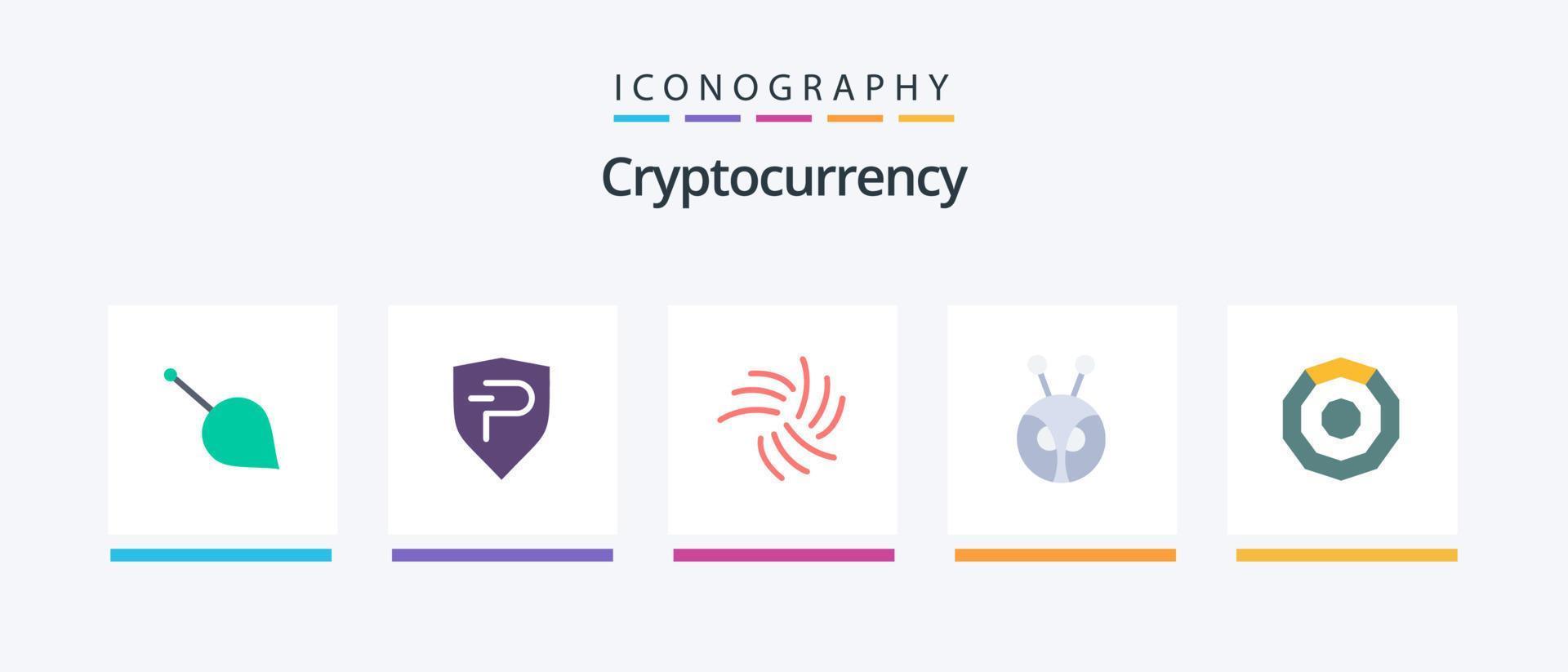 Cryptocurrency Flat 5 Icon Pack Including komodo. crypto. crypto currency. coin. crypto currency. Creative Icons Design vector
