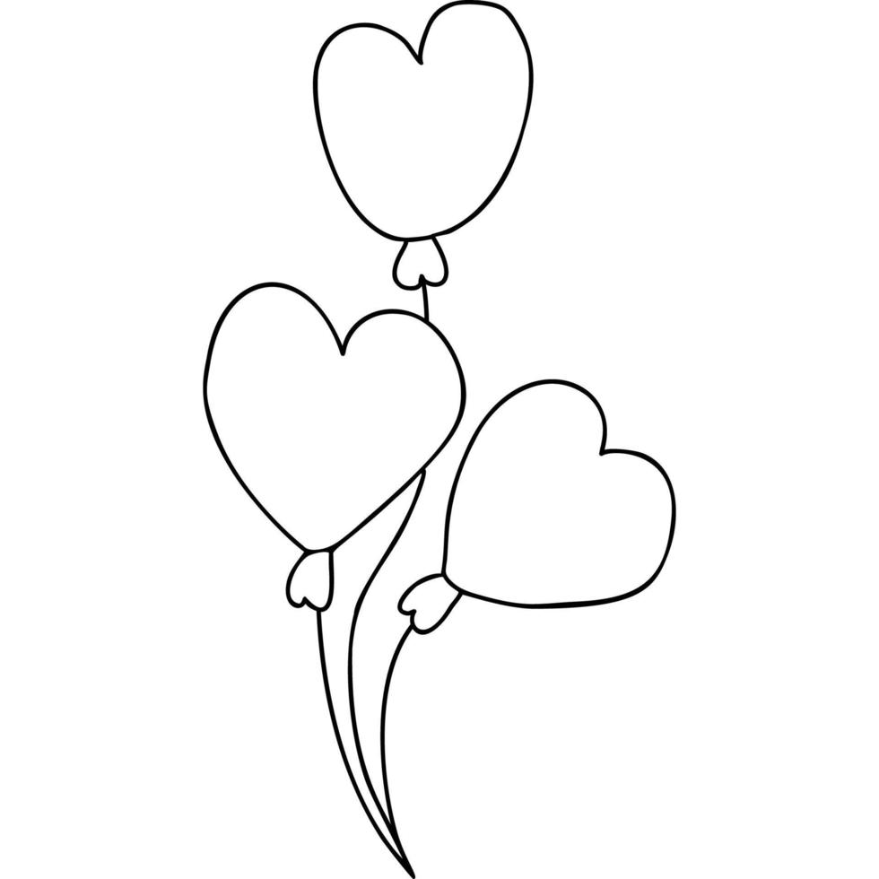 Heart balloons. Hand drawn doodle vector