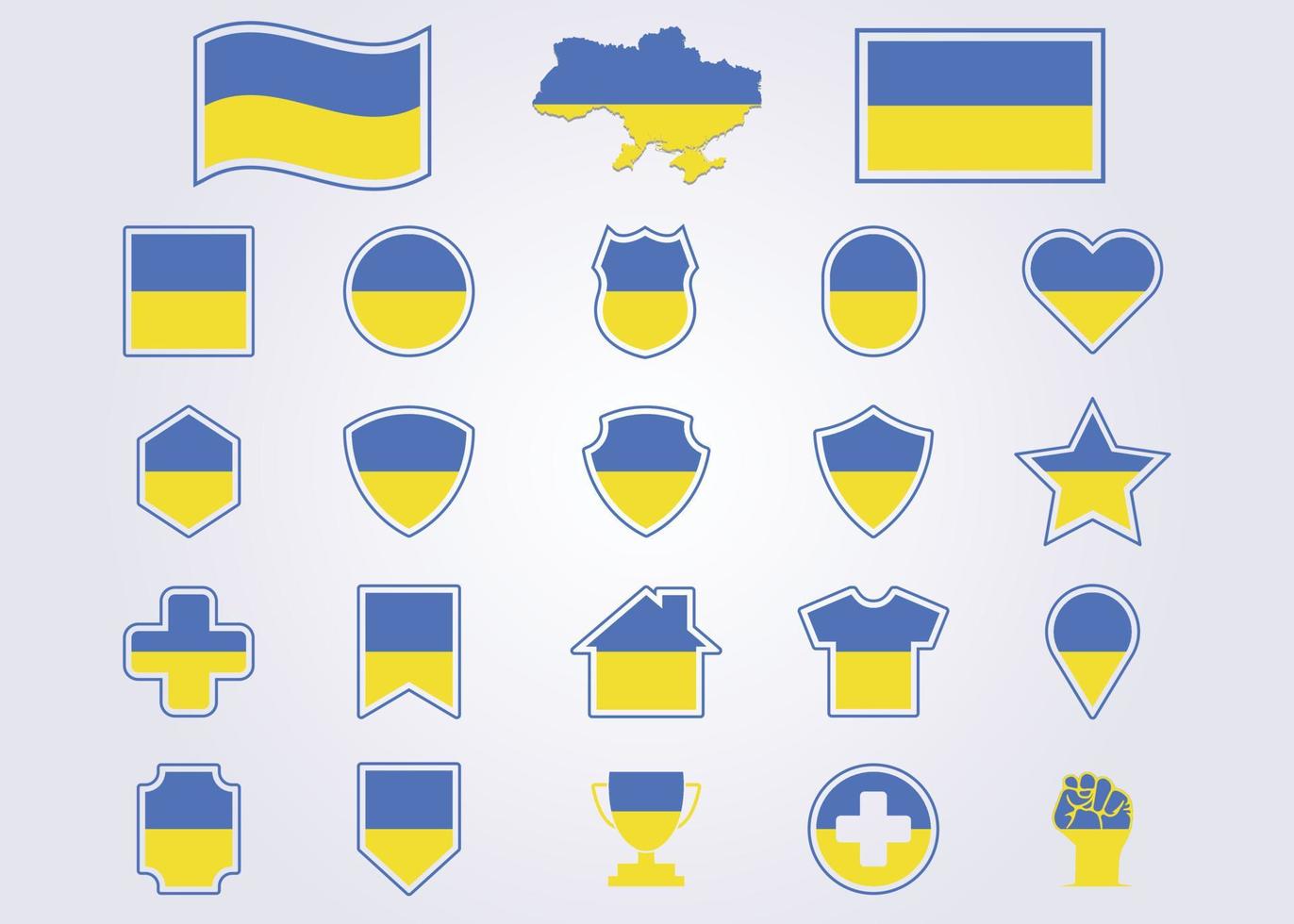 bundle of Ukraine icon flag symbol sign vector illustration design