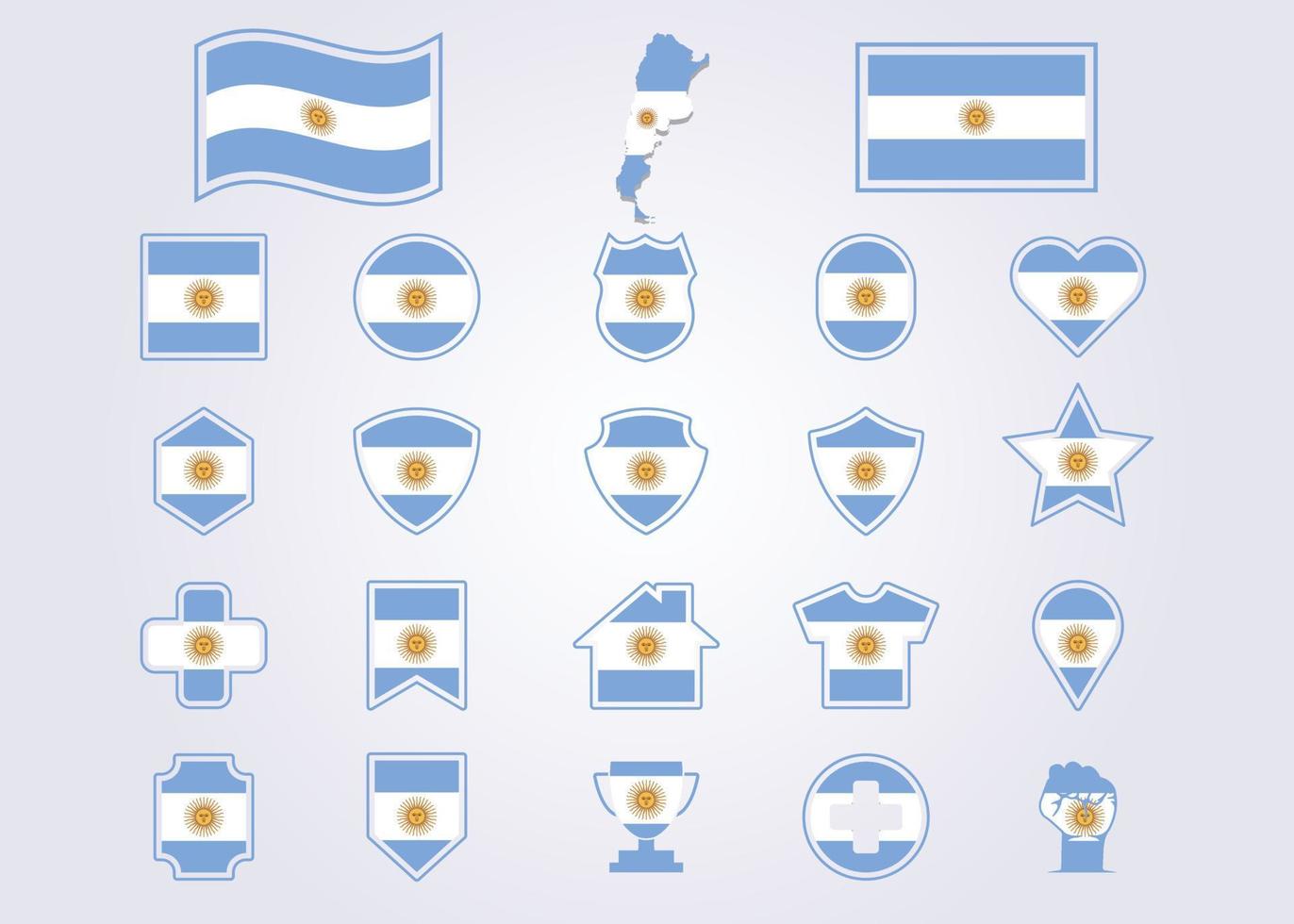 bundle of Argentina icon flag symbol sign vector illustration design