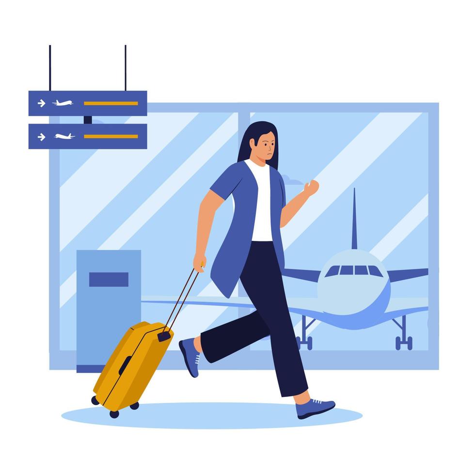 Flat design of woman missed flight. Illustration for website, landing page, mobile app, poster and banner. Trendy flat vector illustration