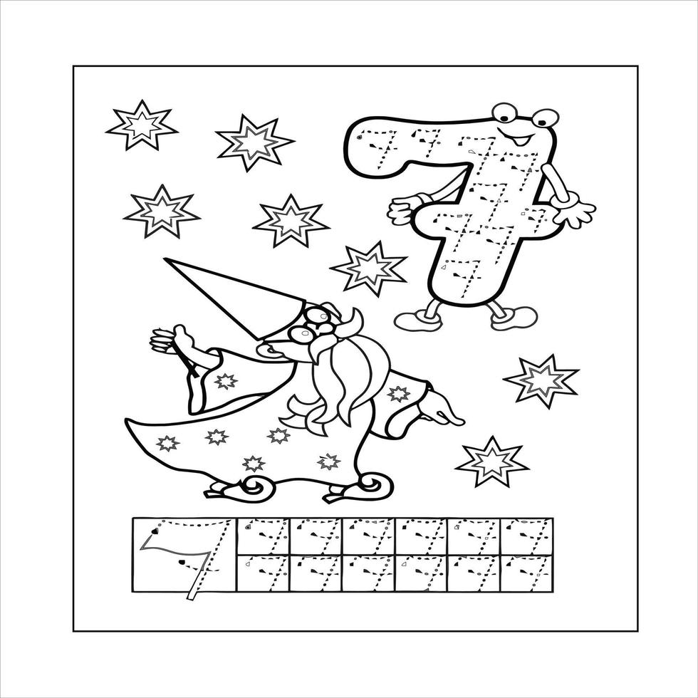 number coloring page 0,1,2,3,4,5,6,7,8,9,10 vector illustration.