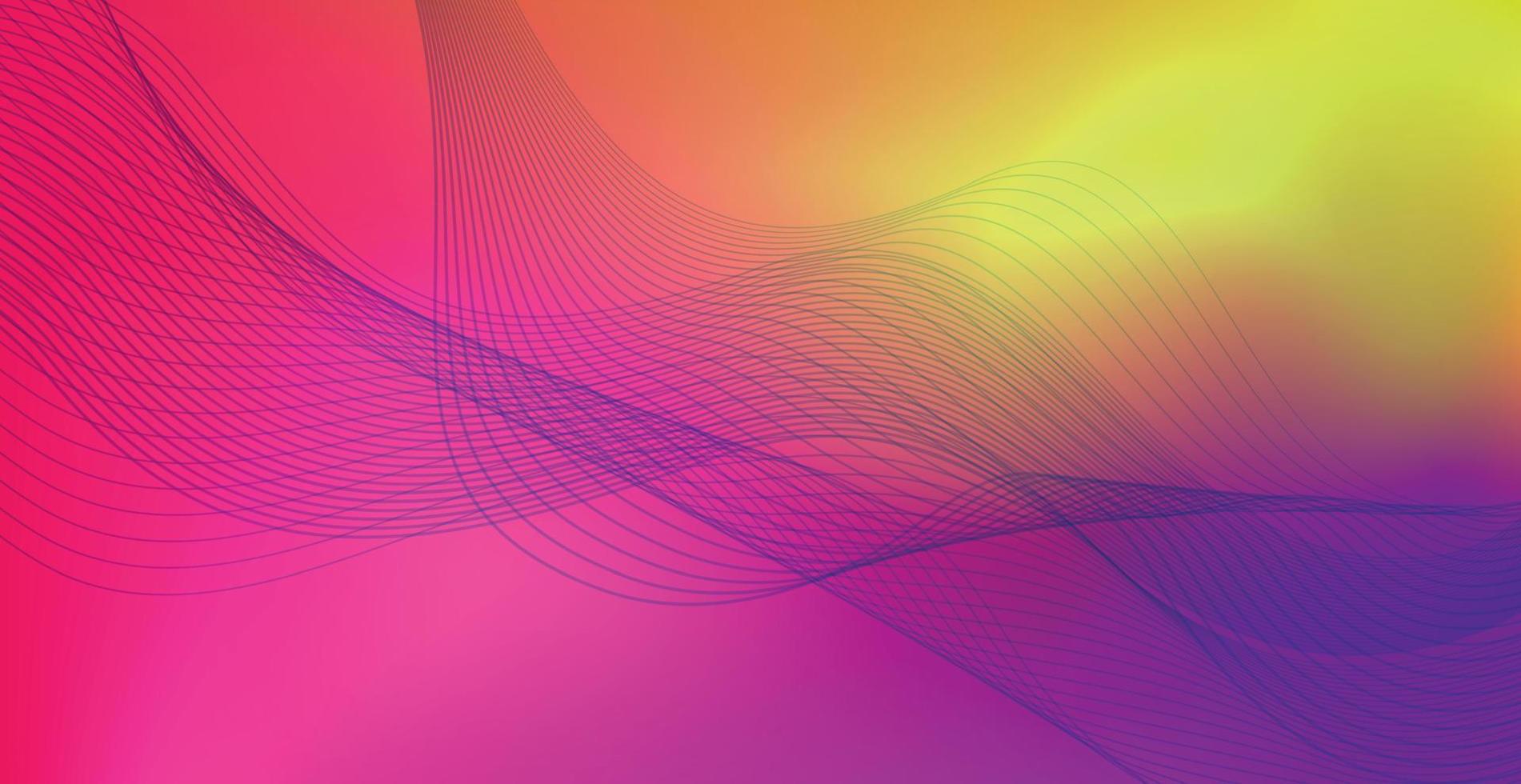 Panoramic colorful abstract stylish multi background with wavy lines - Vector