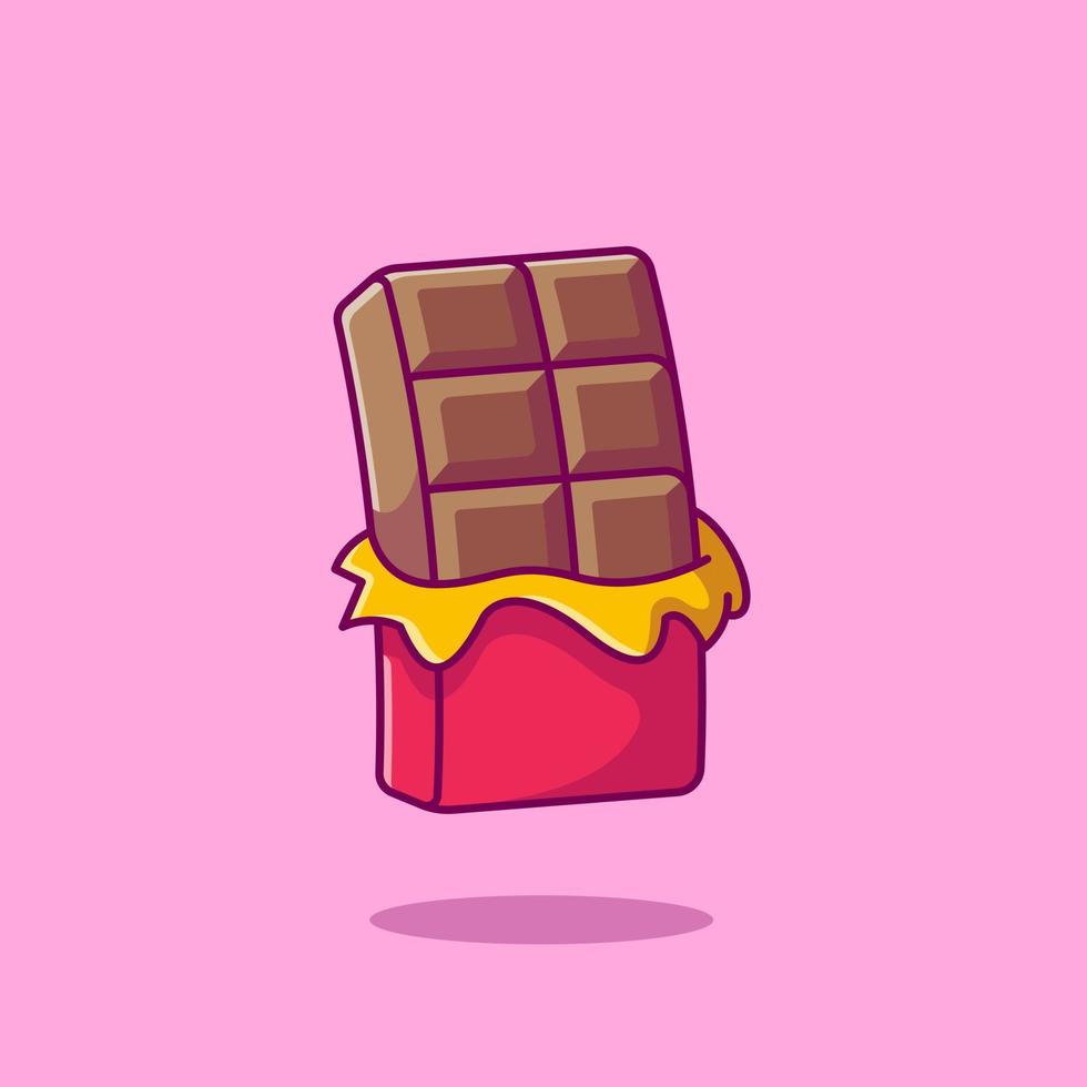 Chocolate Bar Cartoon Vector Icon Illustration. Food Snack Icon Concept Isolated Premium Vector. Flat Cartoon Style