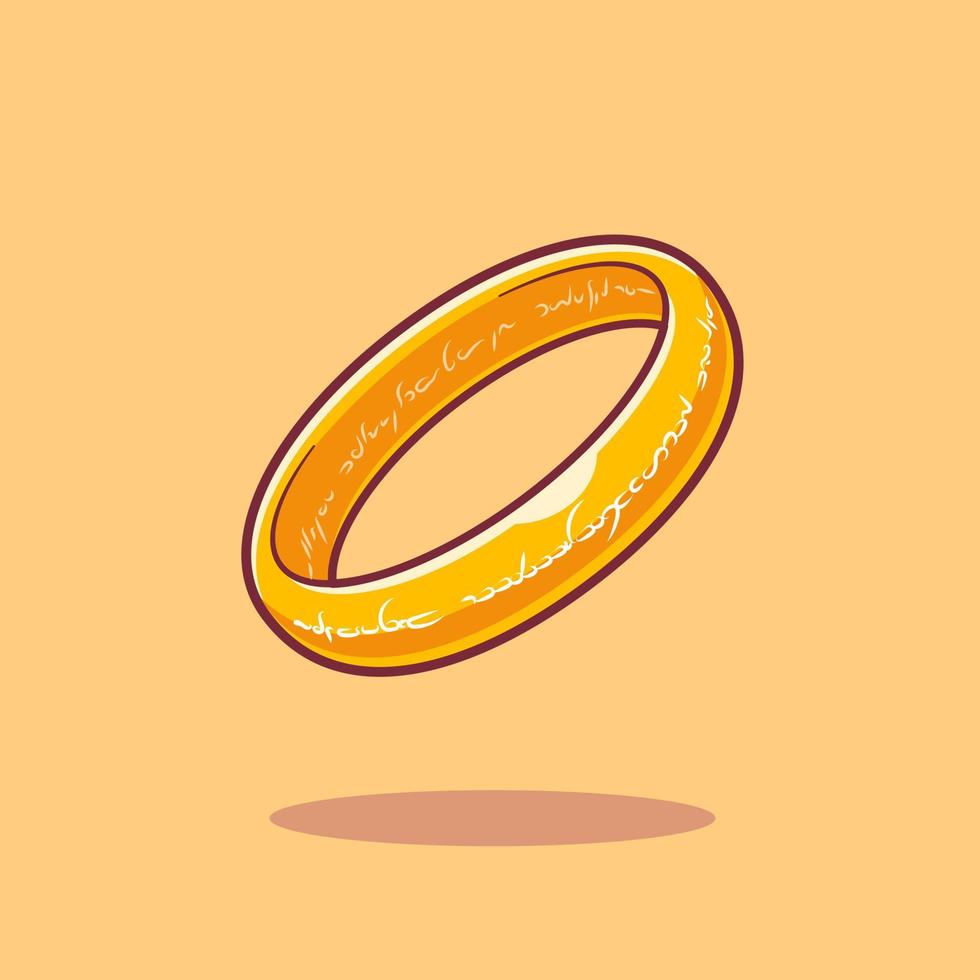 Gold Ring Cartoon Vector Icon Illustration. Finance Object Icon Concept Isolated Premium Vector. Flat Cartoon Style