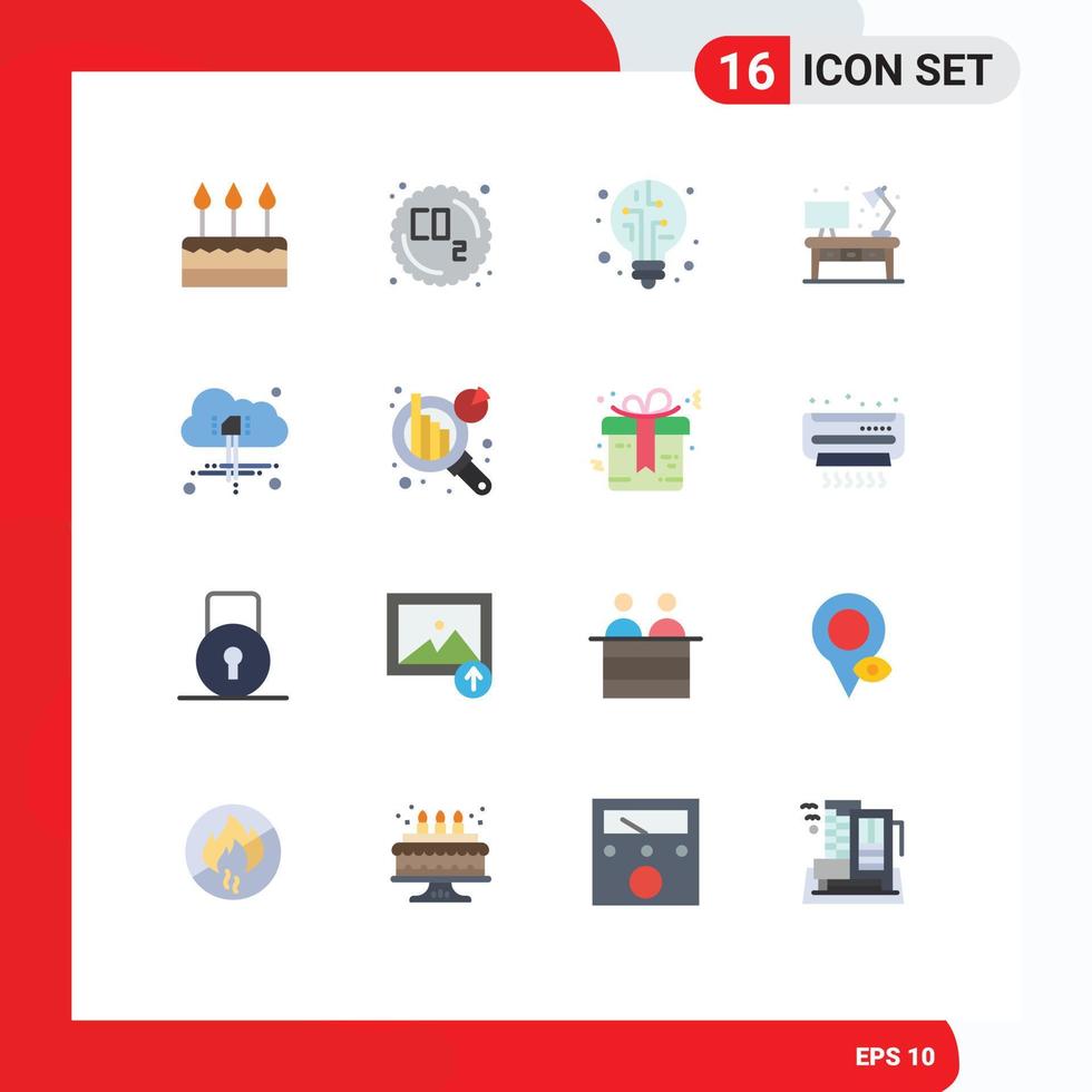 Group of 16 Modern Flat Colors Set for computing desk waste office home Editable Pack of Creative Vector Design Elements