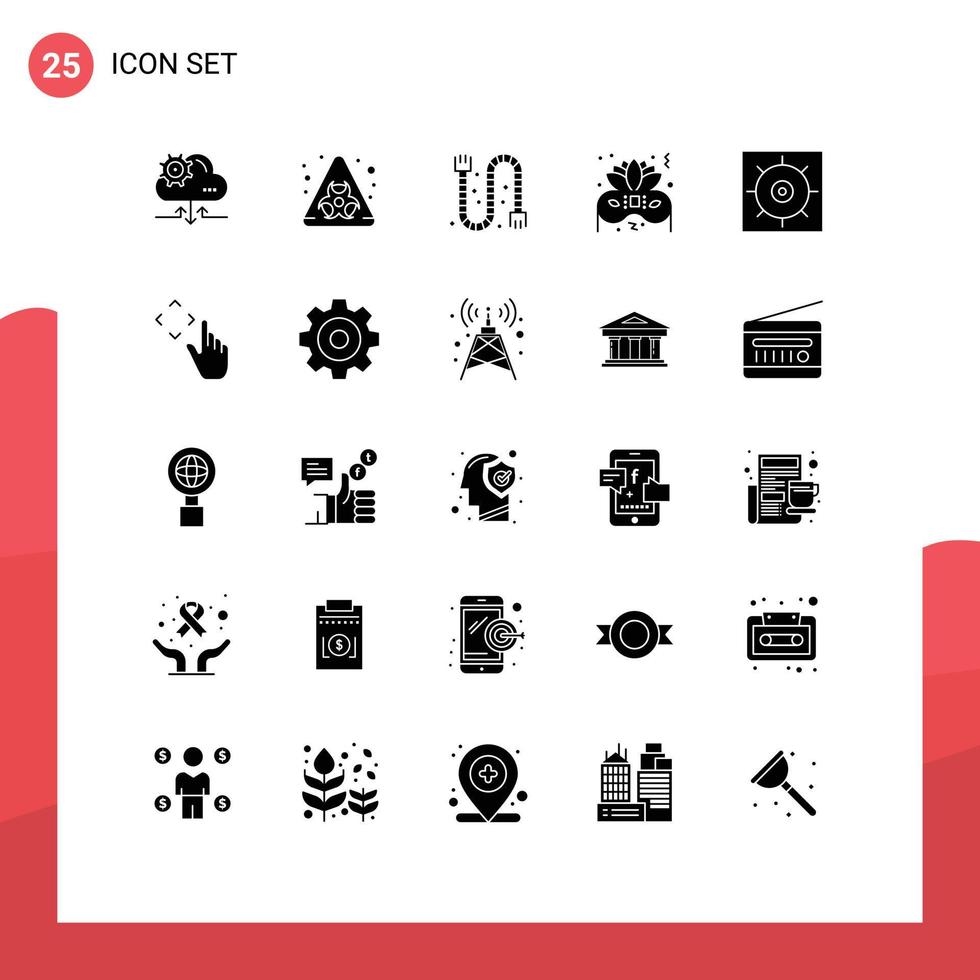 Set of 25 Modern UI Icons Symbols Signs for finger gears drain control night Editable Vector Design Elements