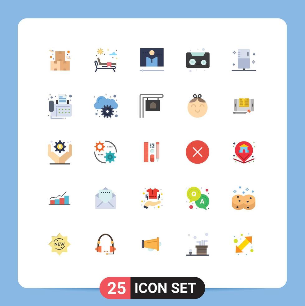 Set of 25 Modern UI Icons Symbols Signs for enema cassette tape broadcast cassette player Editable Vector Design Elements