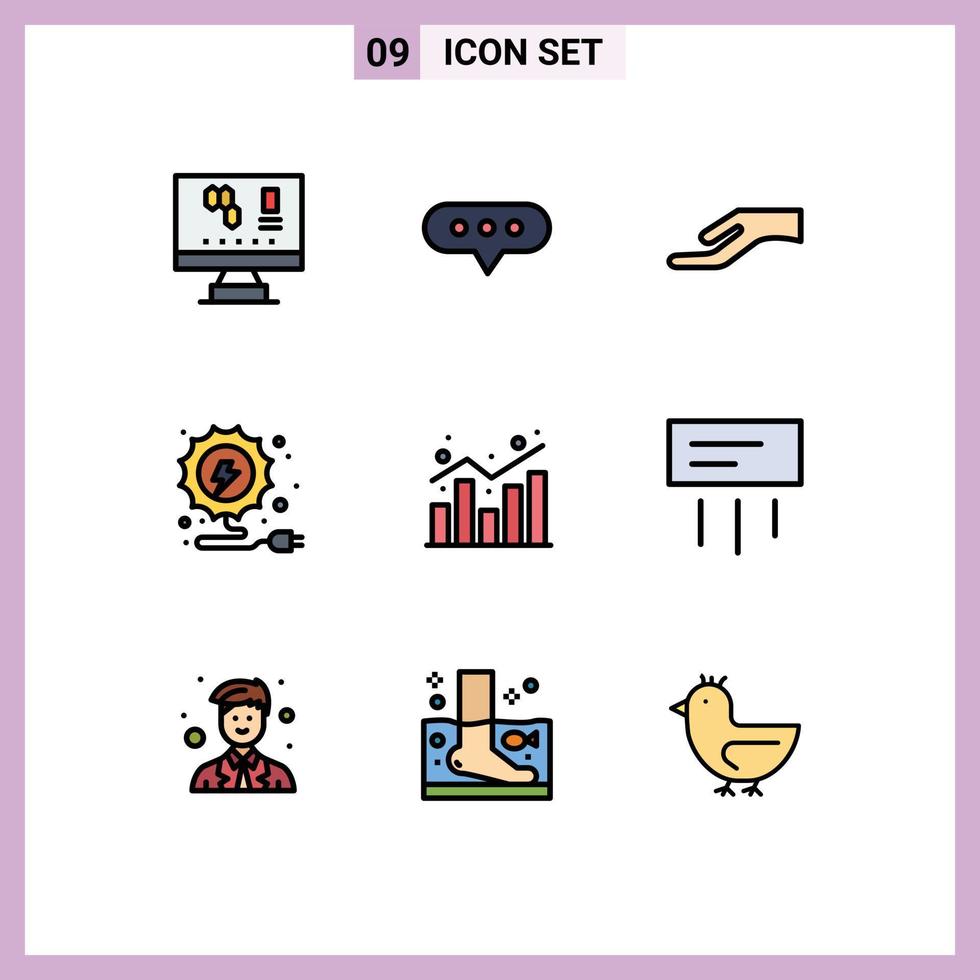 9 iconos creativos, signos y símbolos modernos de informes estadísticos, gráficos manuales, elementos de diseño vectorial editables vector