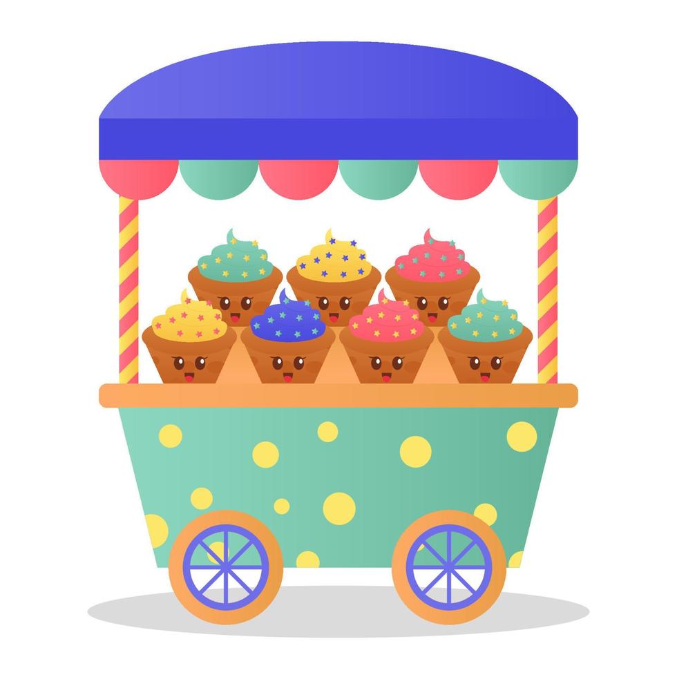lindo carrito de comida callejera. ilustración vectorial vector
