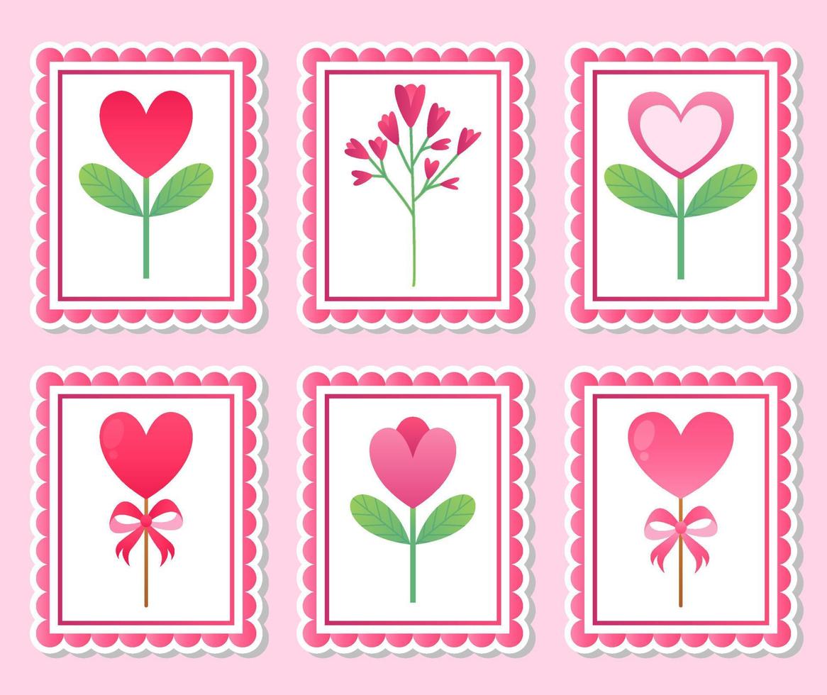 A set of Valentine's day elements. Valentine's day cute vector illustrations.