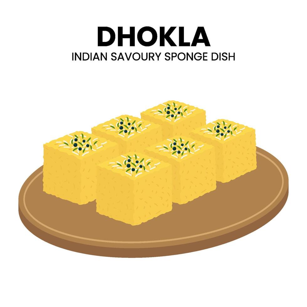 Ilustración de vector de comida asiática dhokla