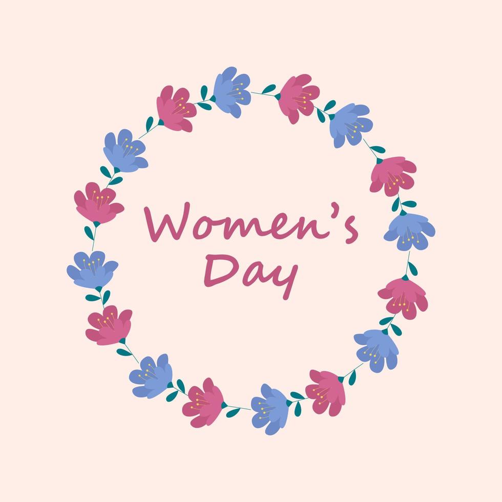 letras hermosas del día internacional de la mujer sobre fondo rosa. tarjeta de felicitación para el día de la mujer feliz con elegante caligrafía dibujada a mano y flor. vector