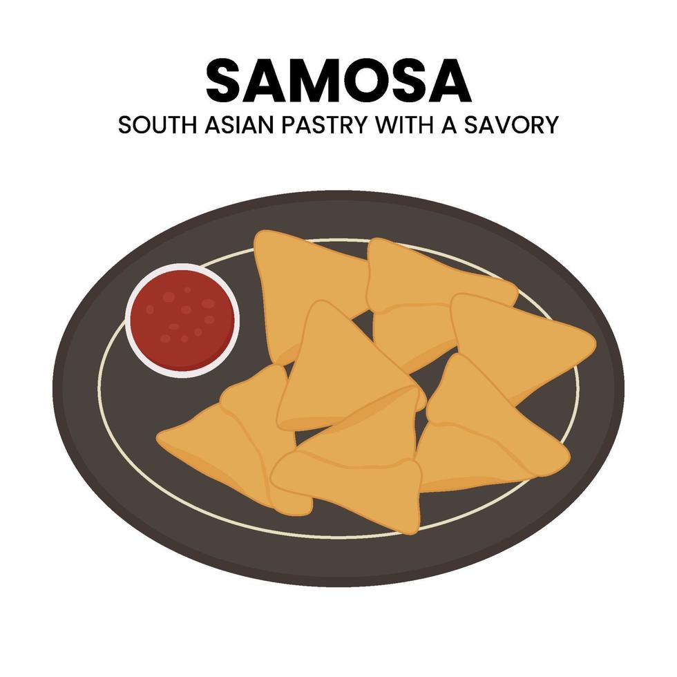 samosa comida asiática ilustración vectorial vector