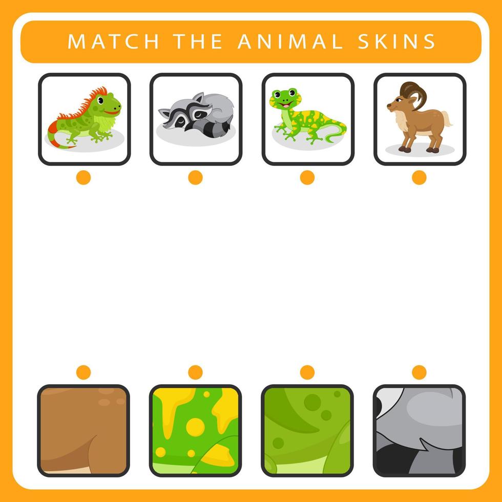 Animal matching activity with cute characters. Educational page children vector