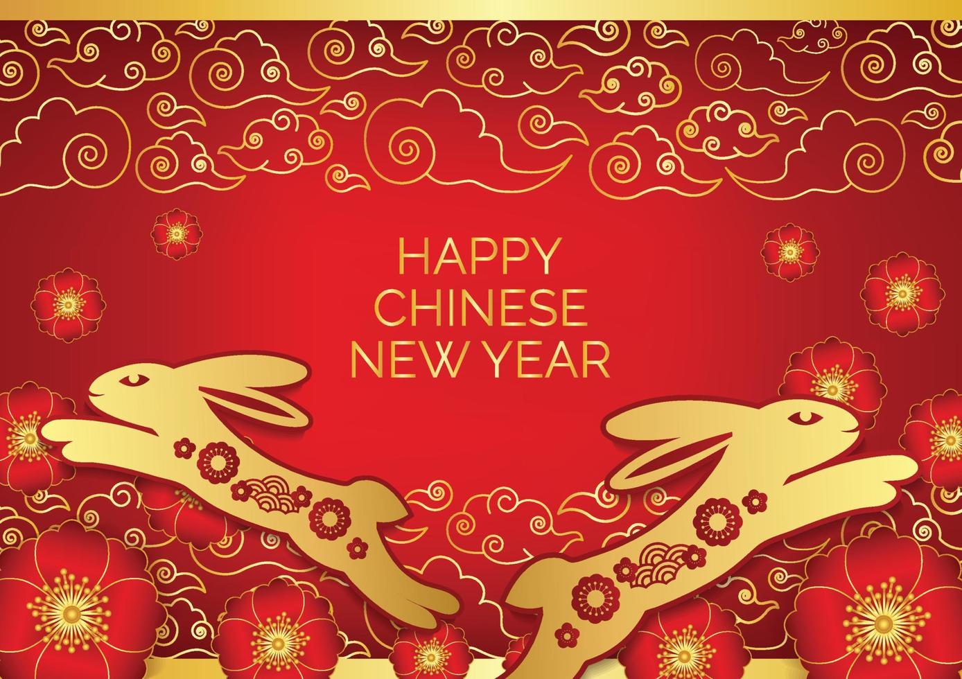 oriental chinese new year banner rabbit year 2023 design vector