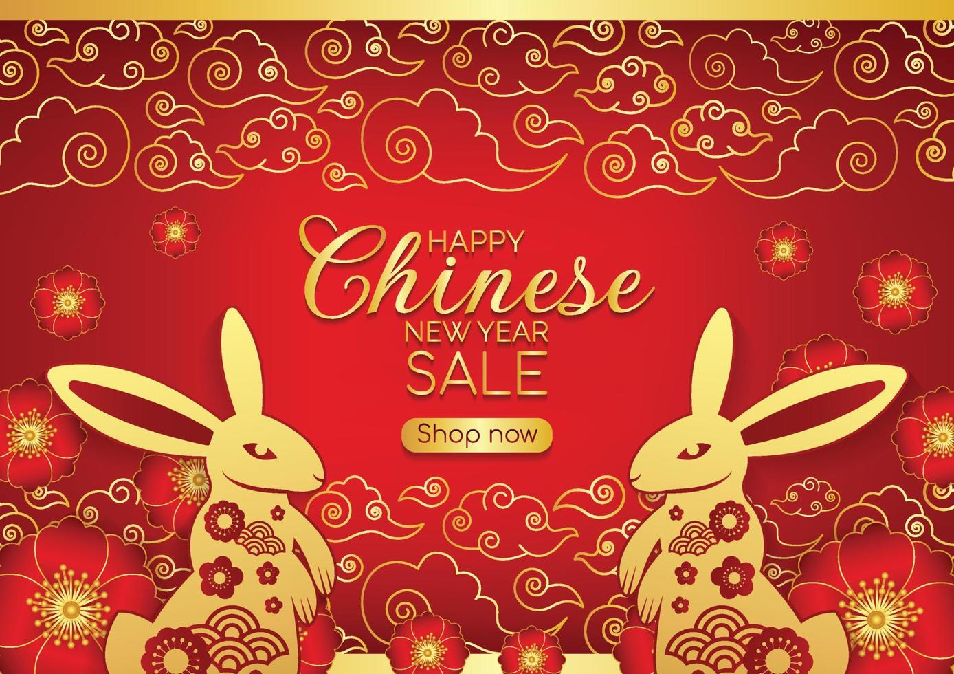 chinese new year banner rabbit year 2023 oriental design vector