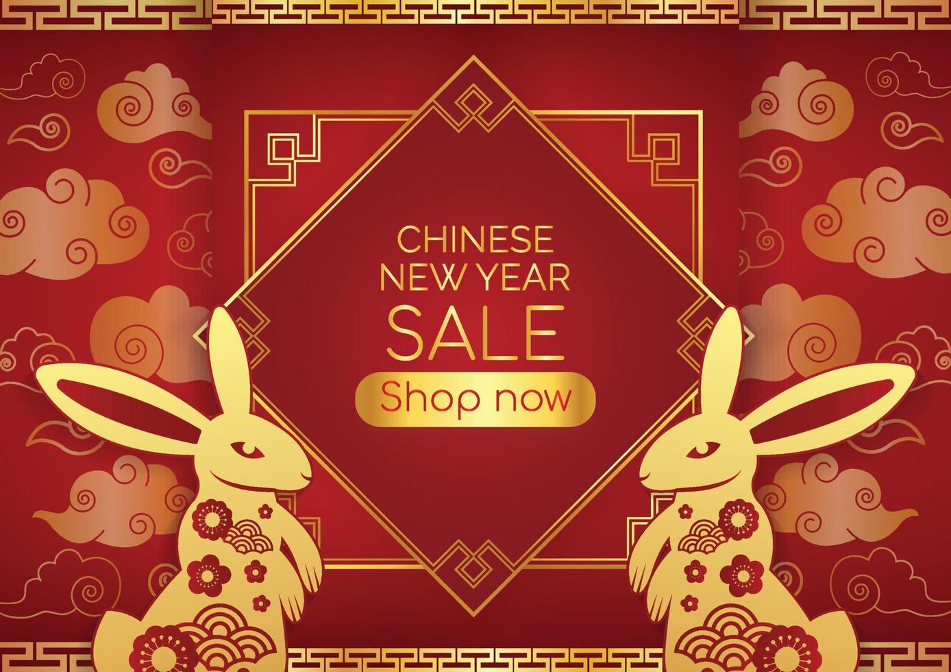 chinese new year oriental banner rabbit year 2023 vector