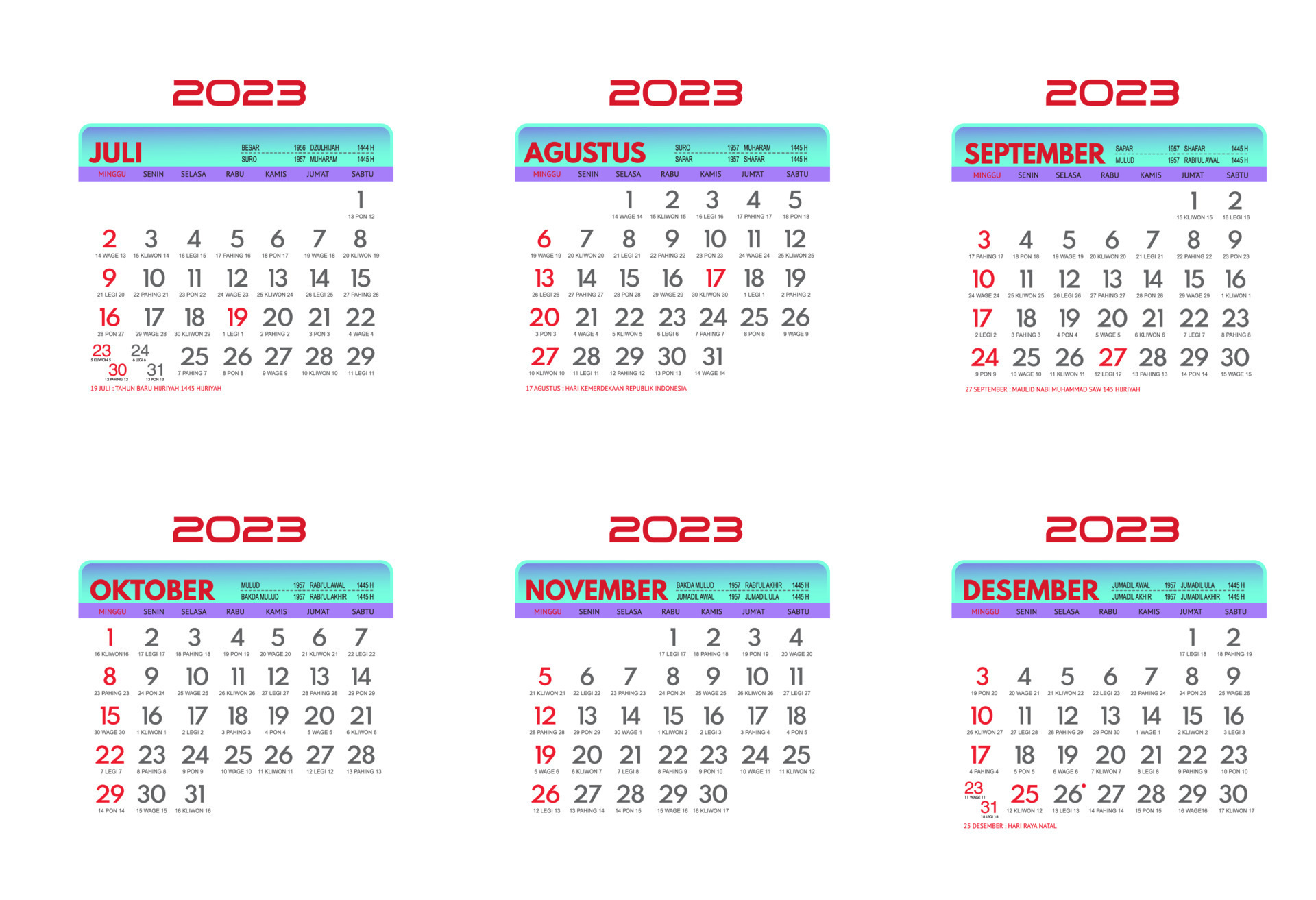 Free Printable Calendar July To December 2023
