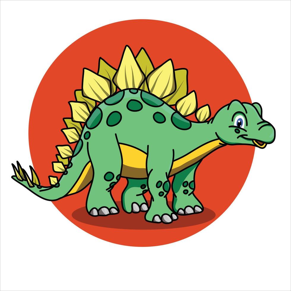 estegosaurio en diseño de ilustración vectorial en estilo de dibujos animados vector