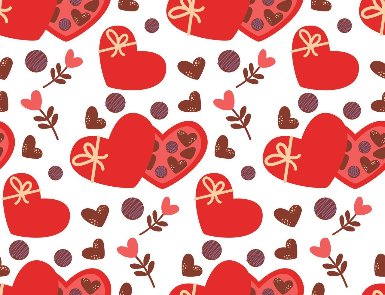 Valentine's day chocolate candy heart box vector illustration. Festive background