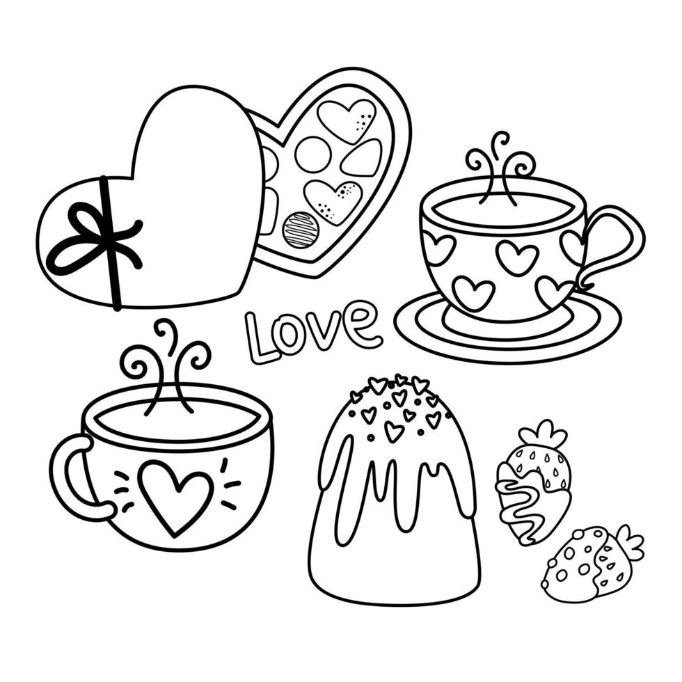 dulces para los amantes, beber té, fresas cubiertas de chocolate, dulces. vector