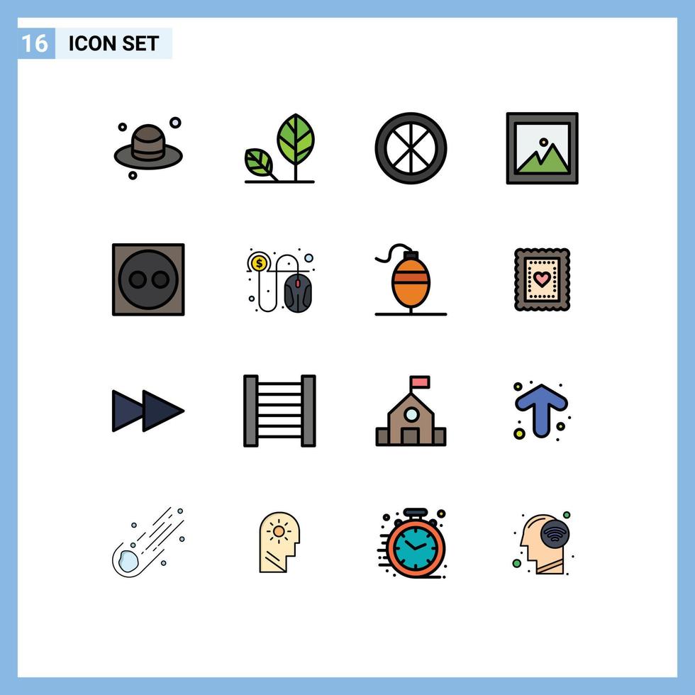 paquete de iconos de vectores de stock de 16 signos y símbolos de línea para decoración de imágenes eléctricas ventana de fotos elementos de diseño de vectores creativos editables