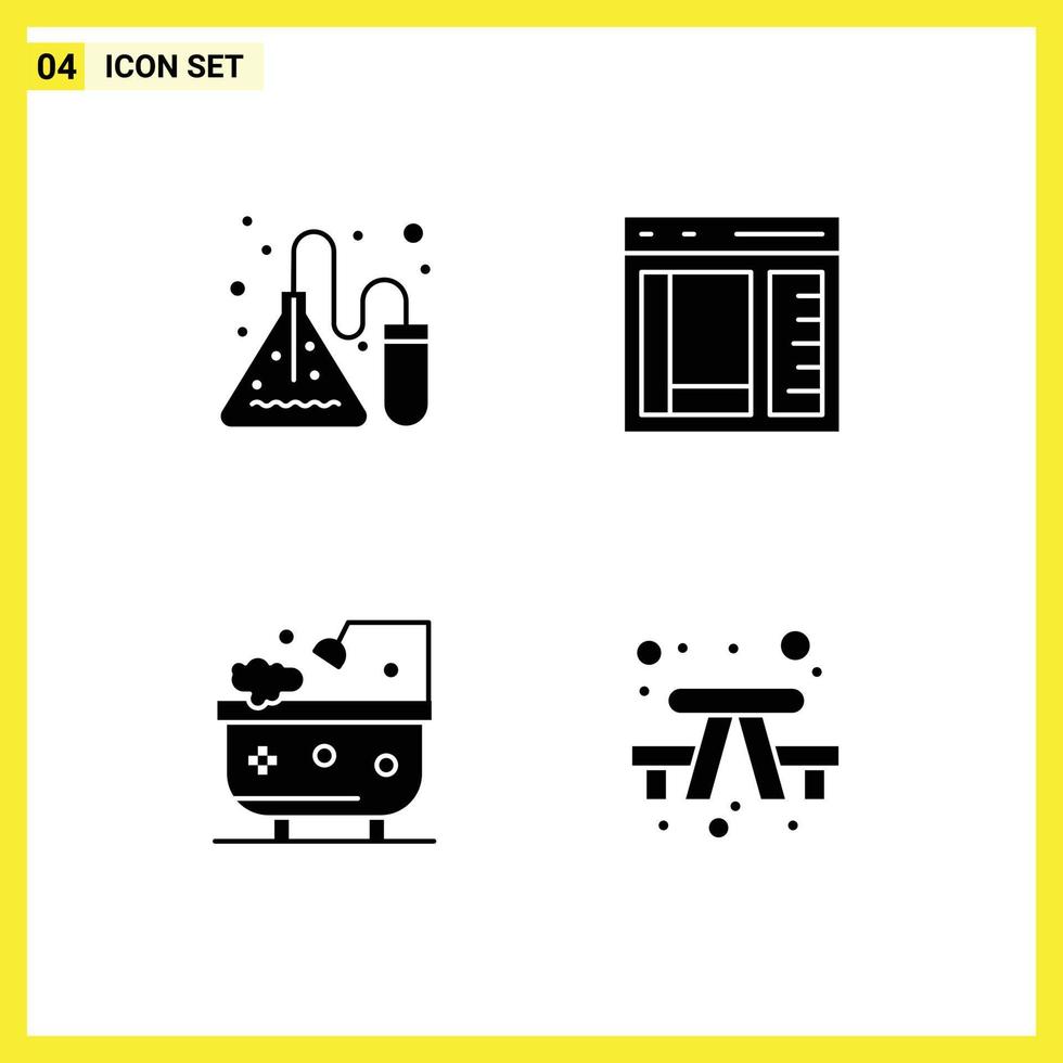 4 Creative Icons Modern Signs and Symbols of experiment bath lab develop cleaning Editable Vector Design Elements