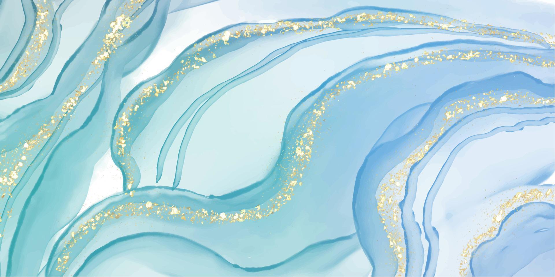Blue cyan Marble alcohol ink elegant background. Luxury Watercolor Liquid illustration vector