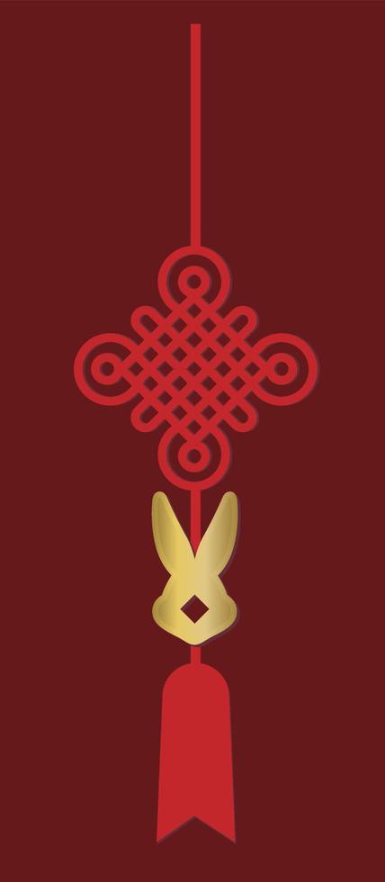 año nuevo chino del icono de nudo de conejo vector