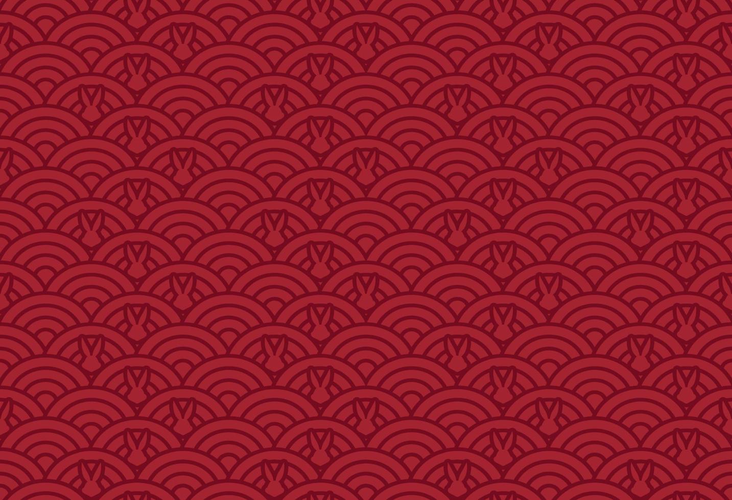 Chinese style seamless pattern with bunny head icon vector