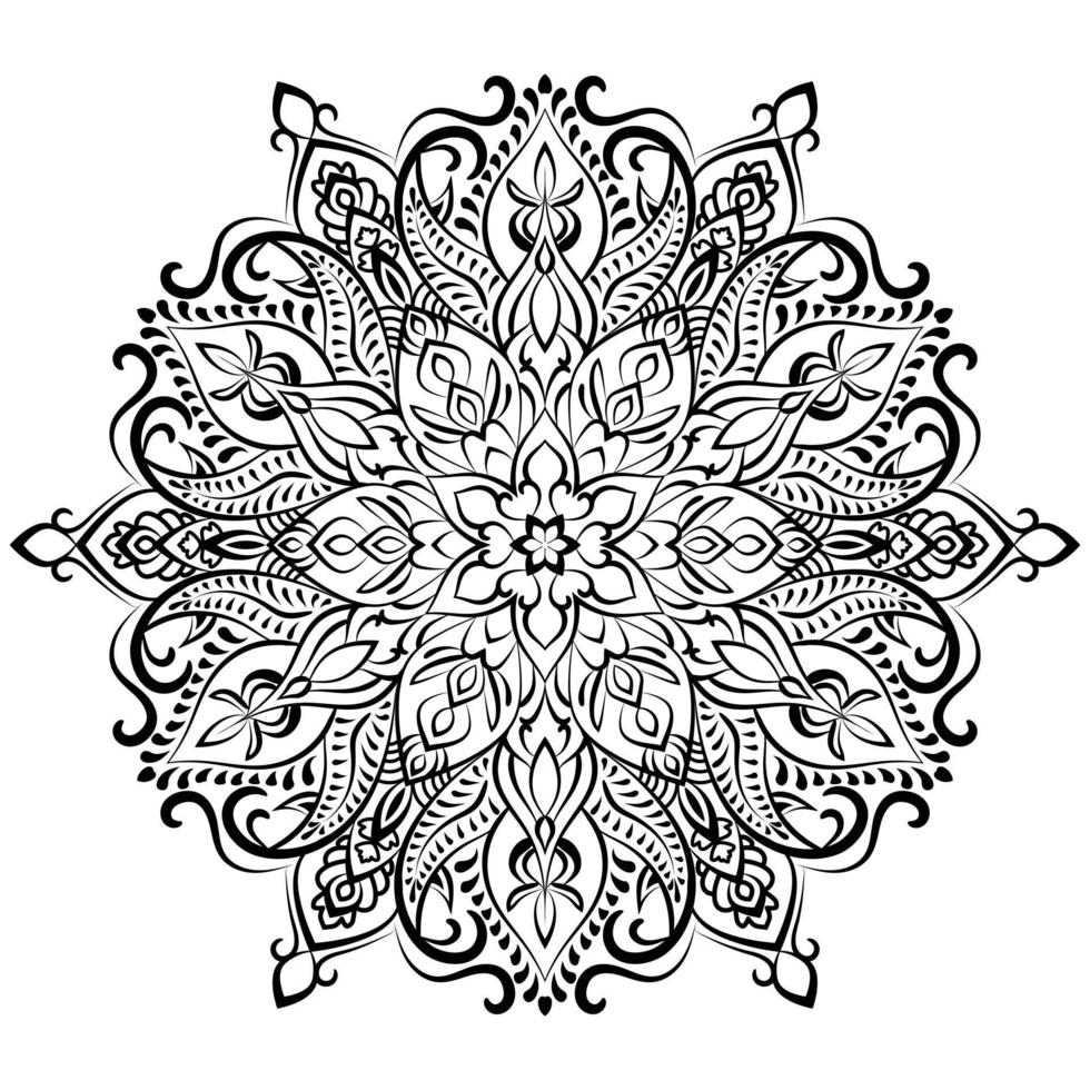 Unique black and white Ornamental Mandala Coloring Book. vector
