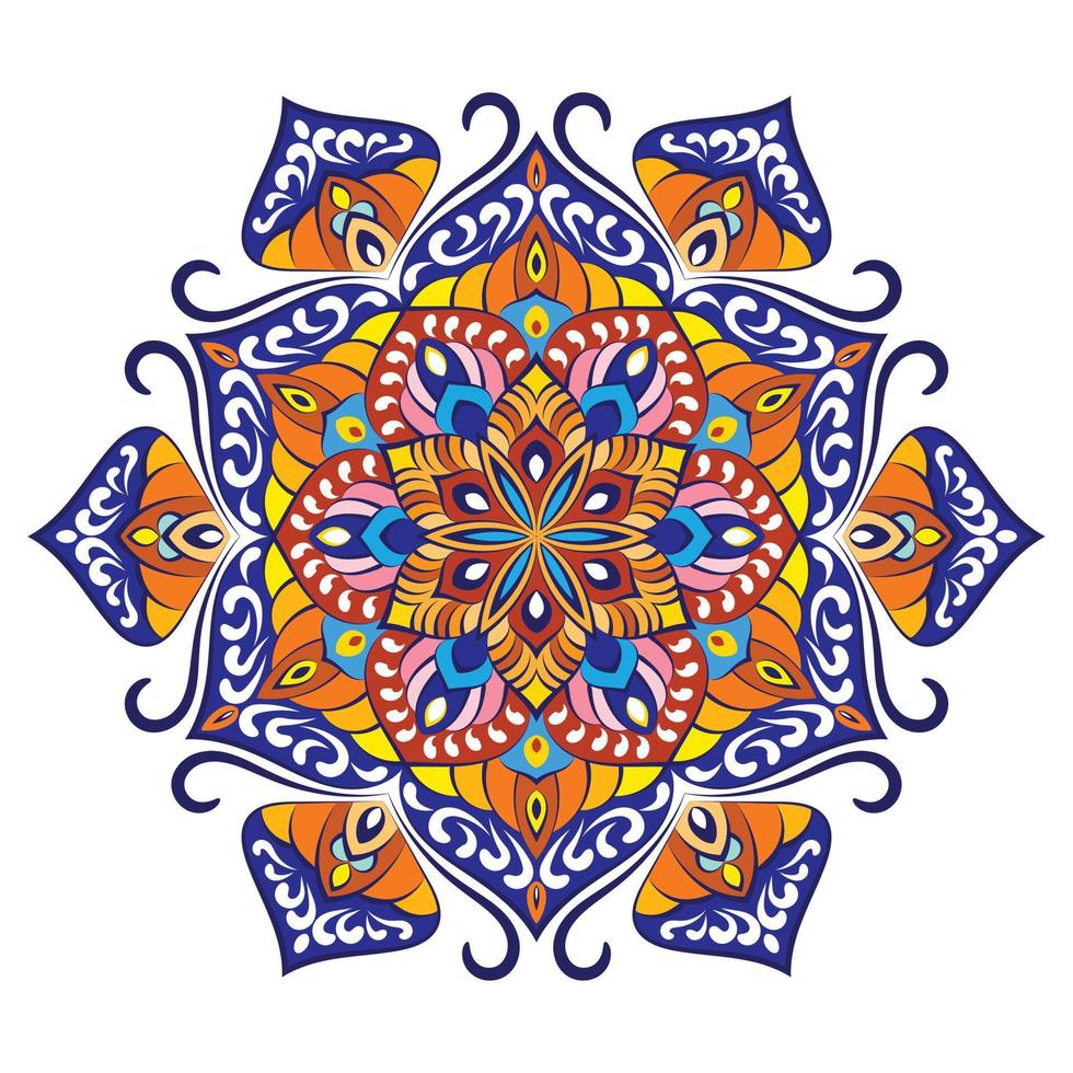 vector colorido floral moderno mandala y flor de fondo.