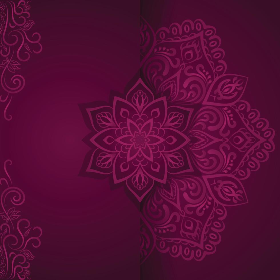 Luxury mandala invitation in dark pink color. vector