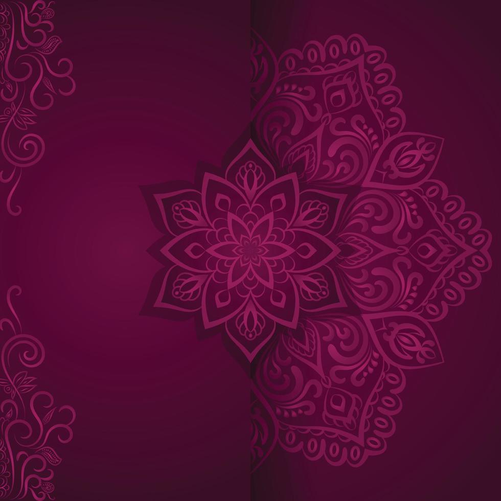 invitación de mandala de lujo en color rosa oscuro. vector