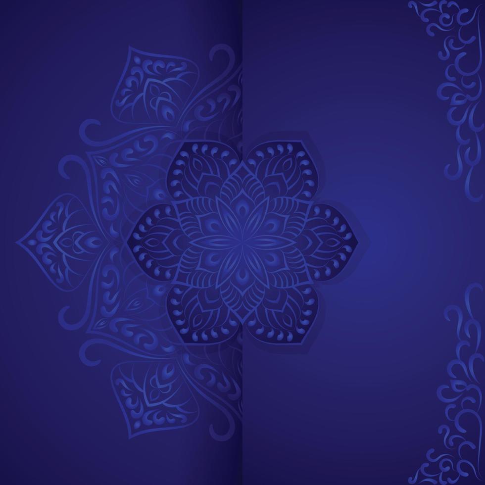 Luxury mandala invitation in dark blue color. vector