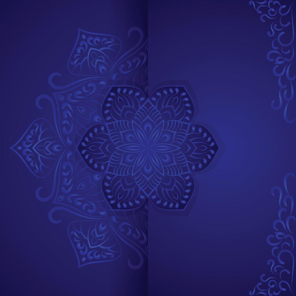 Luxury mandala invitation in dark blue color. vector