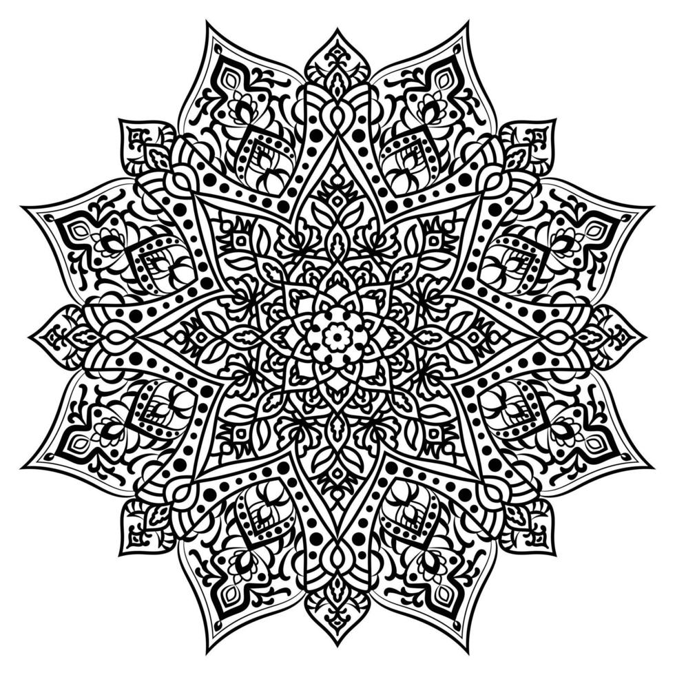 Unique black and white Ornamental Mandala Coloring Book. vector