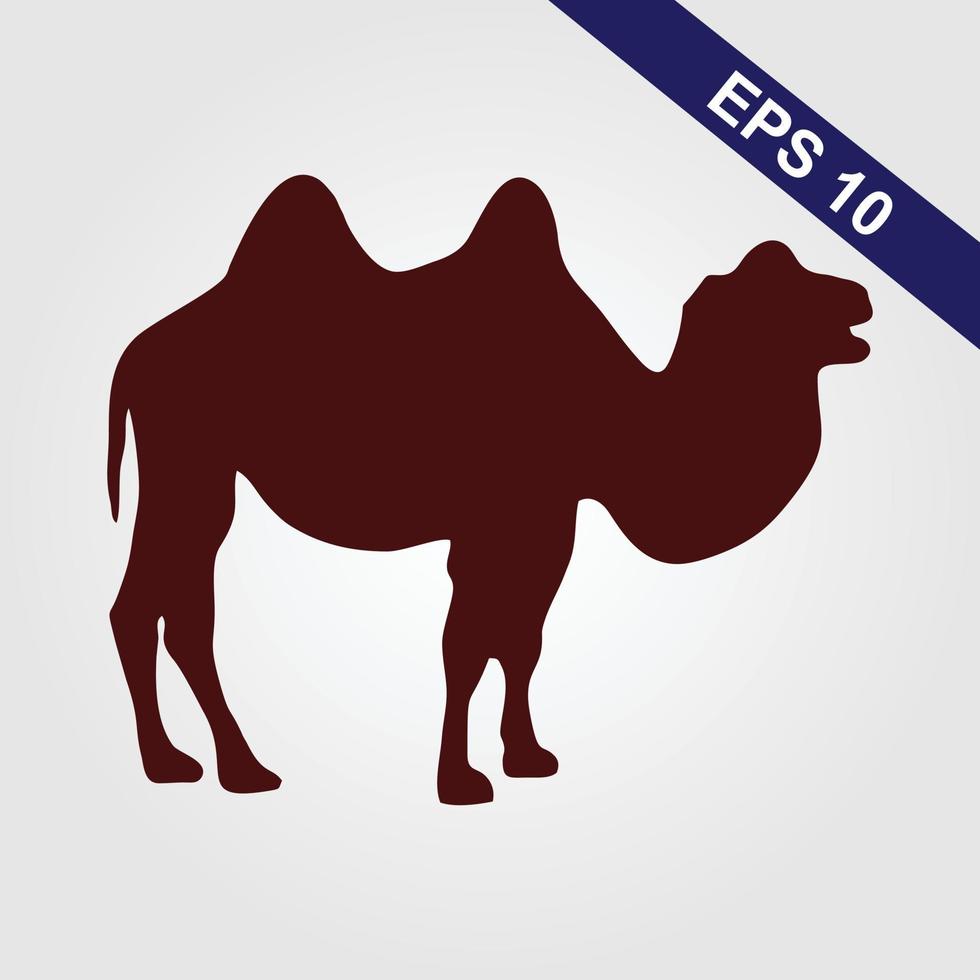 Camel graphic icon. Camel black sign isolated on grey background. Camel symbol of desert. Vector illustration