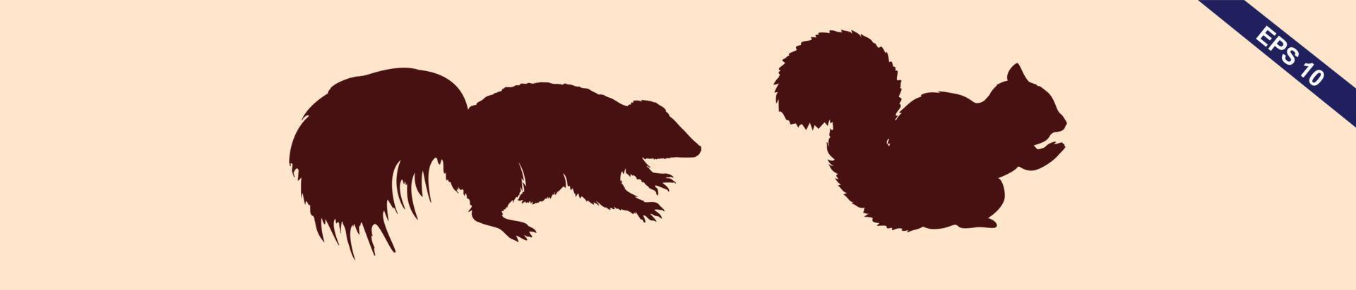 illustration with squirrels isolated on light brown background vector