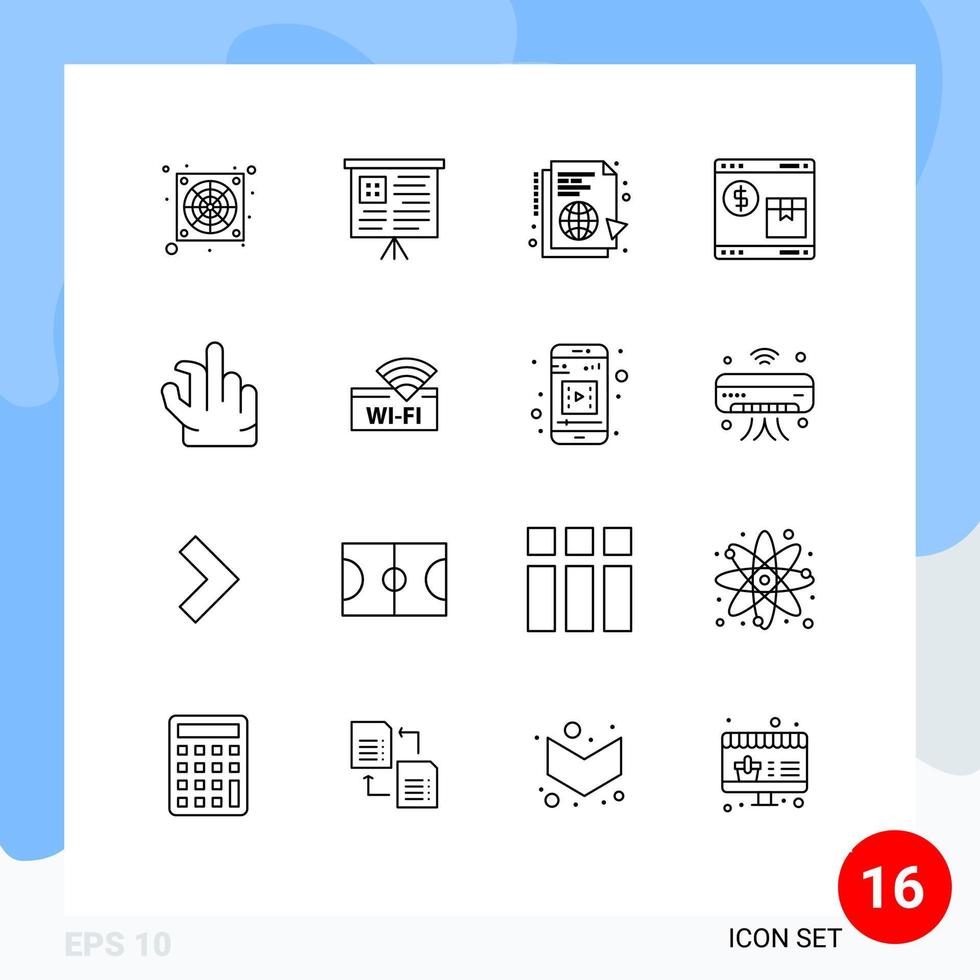 Set of 16 Vector Outlines on Grid for zoom in internet web shop Editable Vector Design Elements