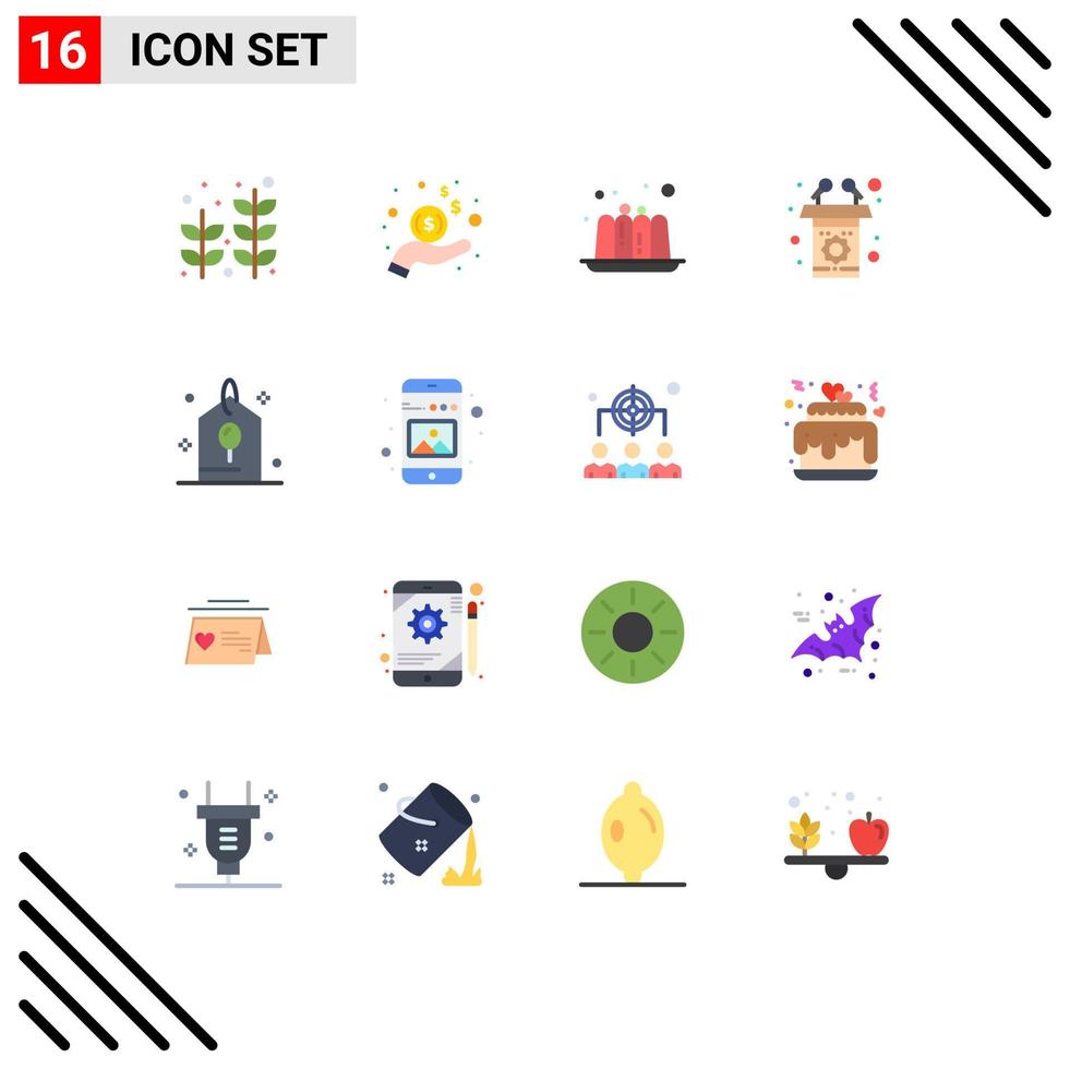 16 Creative Icons Modern Signs and Symbols of gift birthday cake speech presentation Editable Pack of Creative Vector Design Elements