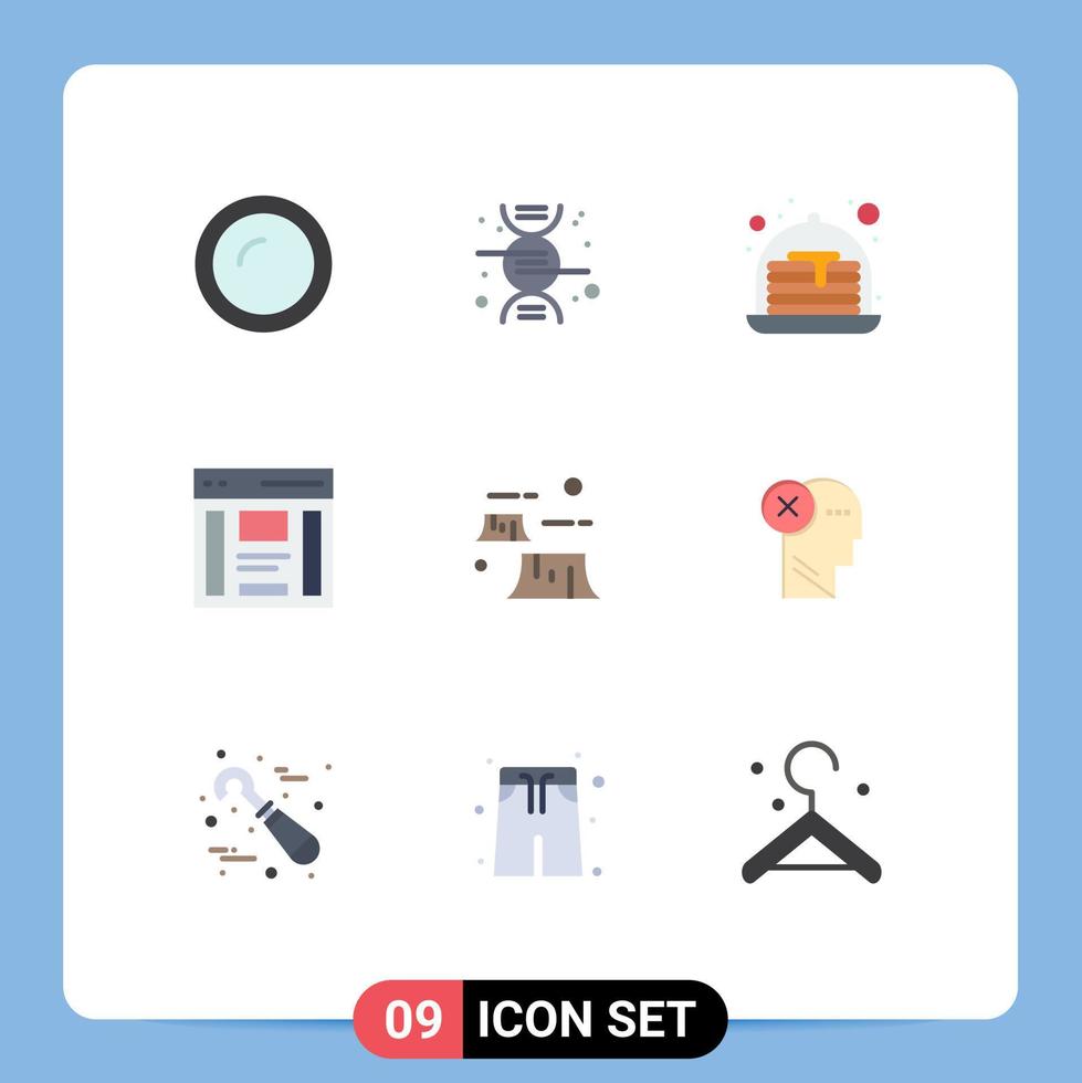 Set of 9 Vector Flat Colors on Grid for damage sidebar cake right interface Editable Vector Design Elements