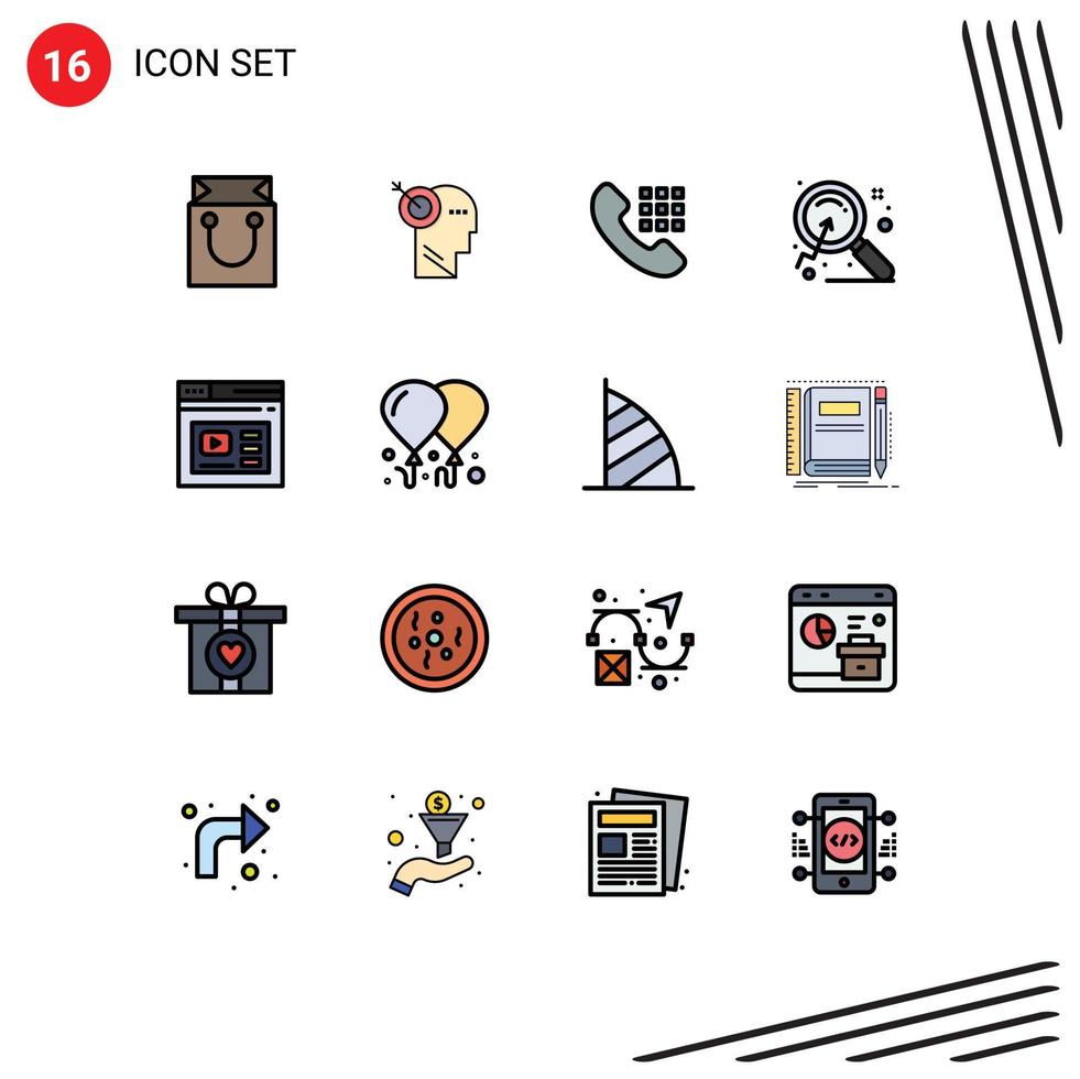 paquete de iconos de vectores de stock de 16 signos y símbolos de línea para búsqueda de páginas investigación de llamadas ampliar elementos de diseño de vectores creativos editables