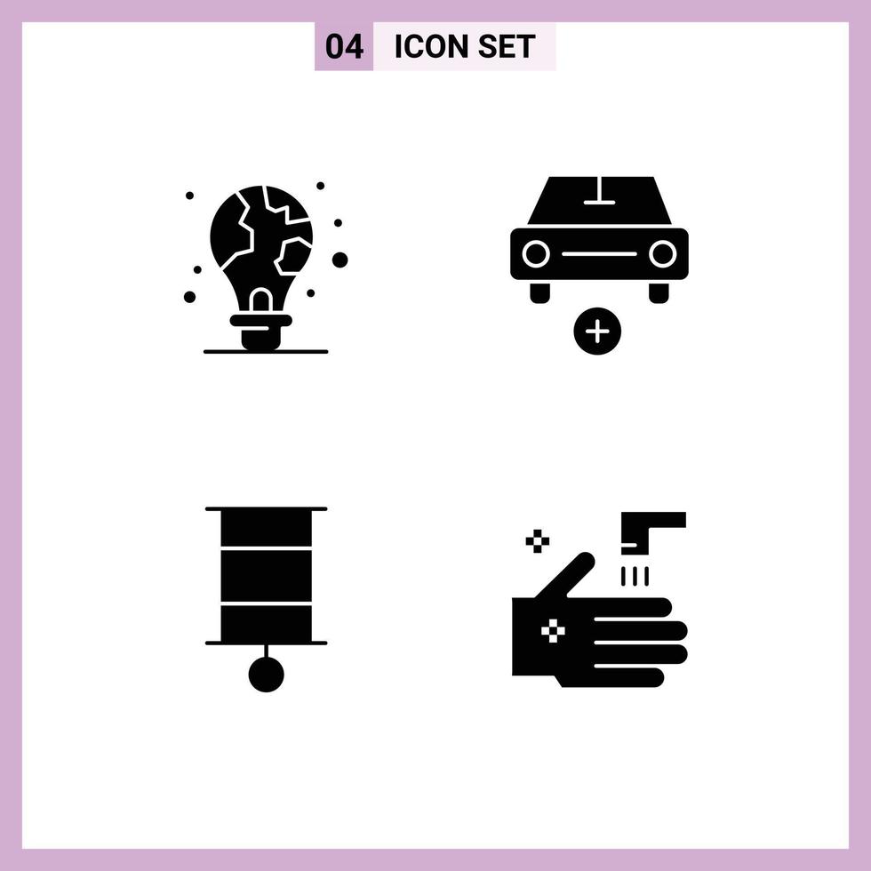 Pictogram Set of Simple Solid Glyphs of protection vehicles light bulb car child Editable Vector Design Elements