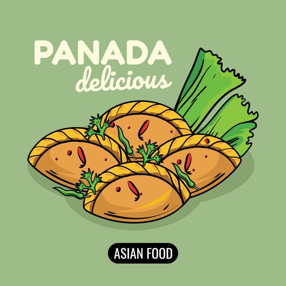 Panada cake hand drawn design, vector premium asian food