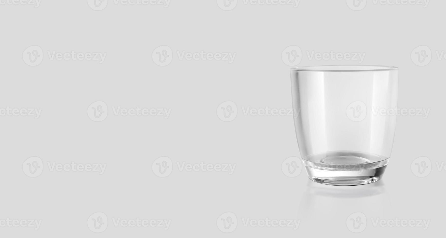 Empty glass isolated on grey background. 3d render photo