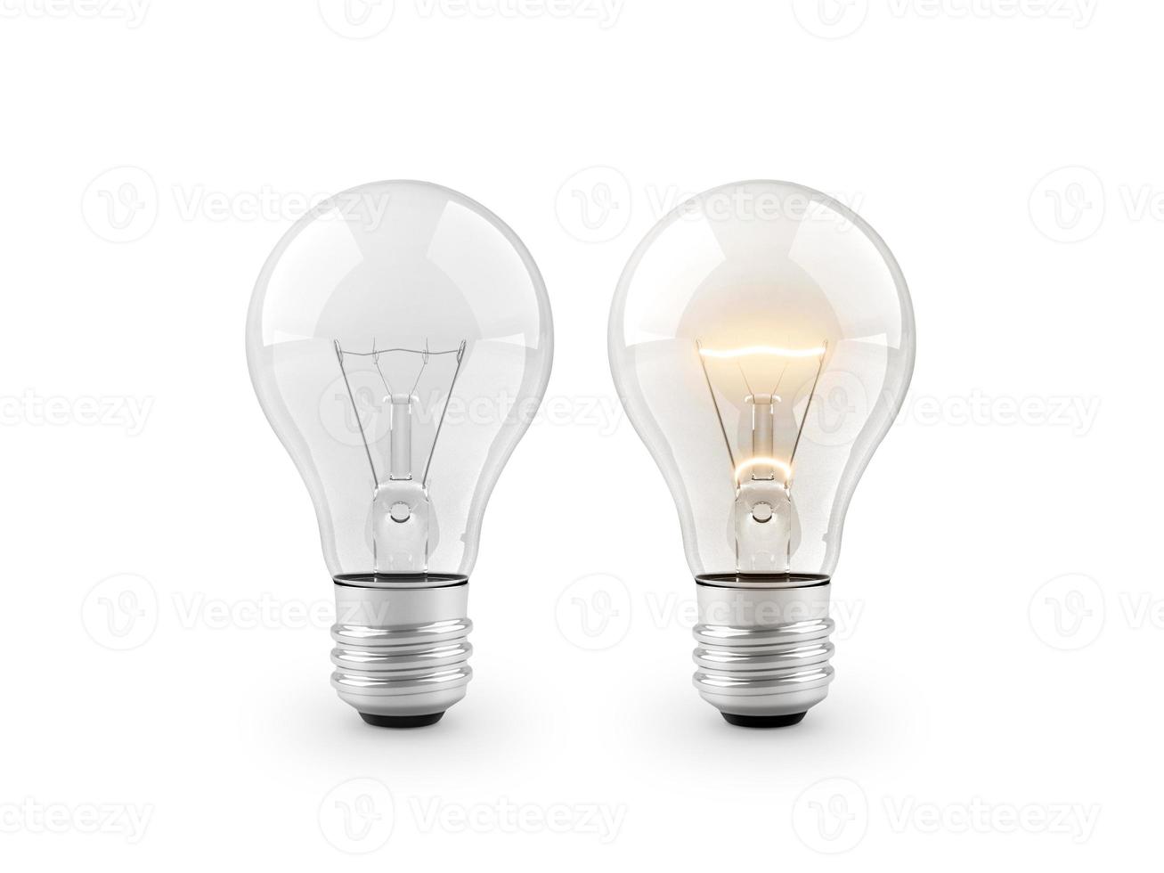 lighted bulb isolated on white background. 3d render photo